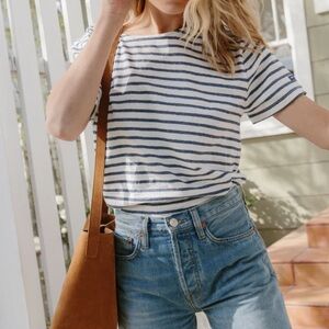 Saint James x Jenni Kanye | Navy and White Striped Linen Top